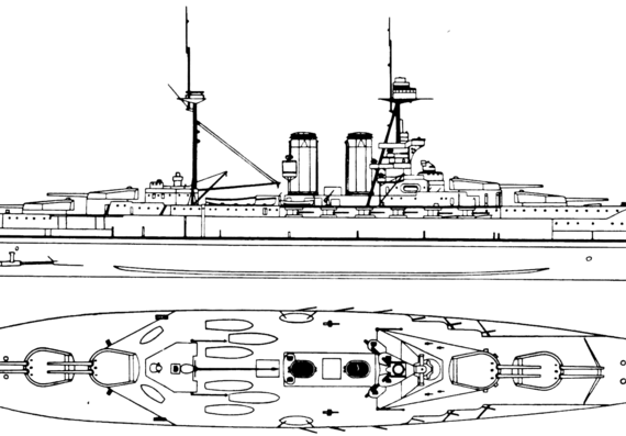 Боевой корабль HMS Warspite 1916 [Battleship] - чертежи, габариты, рисунки